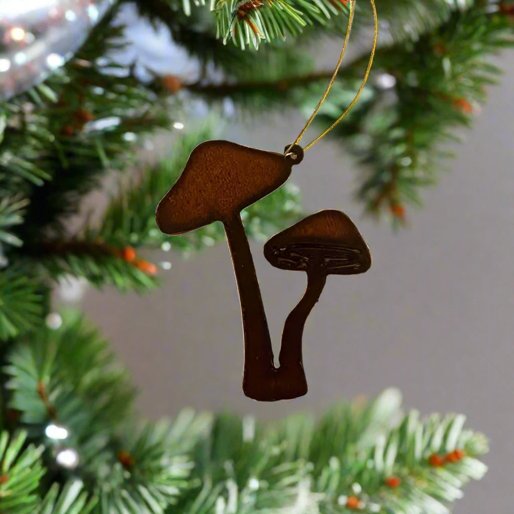 DOUBLE MUSHROOM RUSTIC - ORNAMENT