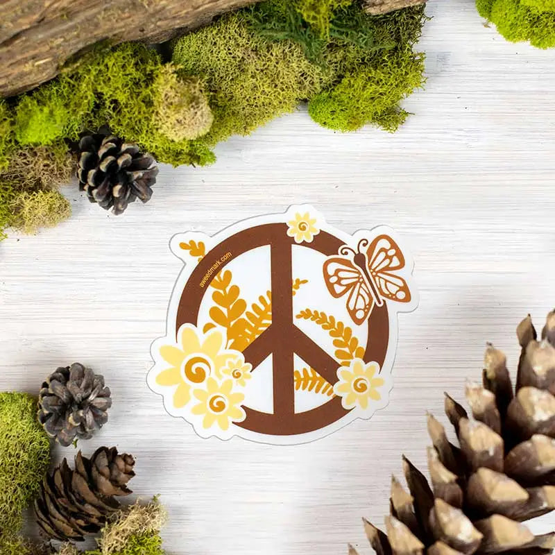 RETRO NATURE PEACE SIGN - STICKER