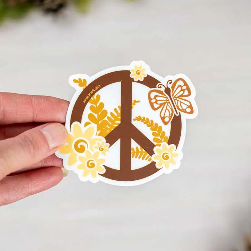 RETRO NATURE PEACE SIGN - STICKER