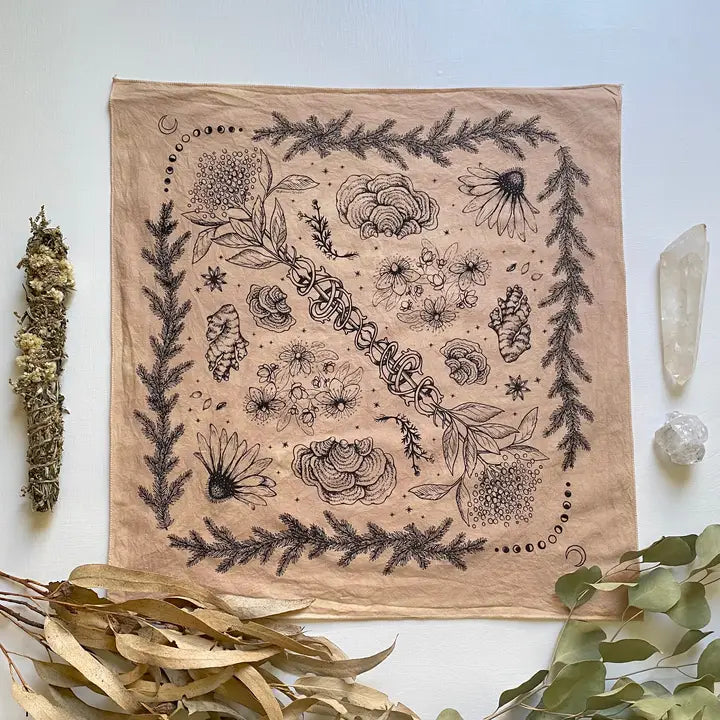 TEA-DYED HERBS OF PROTECTION - BANDANA