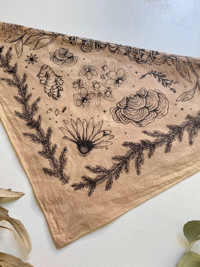 TEA-DYED HERBS OF PROTECTION - BANDANA