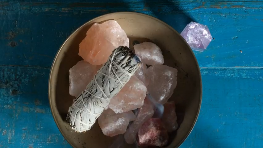 WHITE SAGE SMUDGE STICKS WITH ROSE PETALS