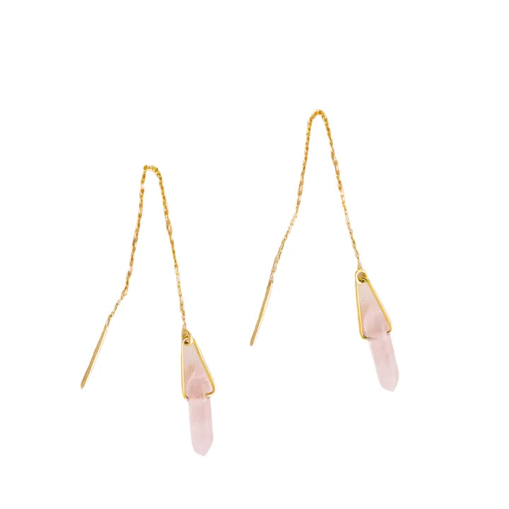 THREADER - ROSE QUARTZ - EARRING