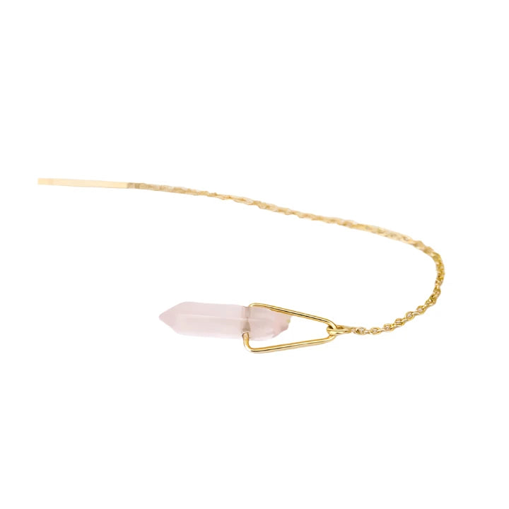 THREADER - ROSE QUARTZ - EARRING