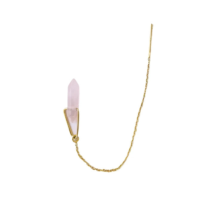 THREADER - ROSE QUARTZ - EARRING