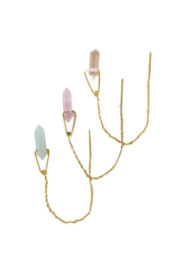 THREADER - ROSE QUARTZ - EARRING