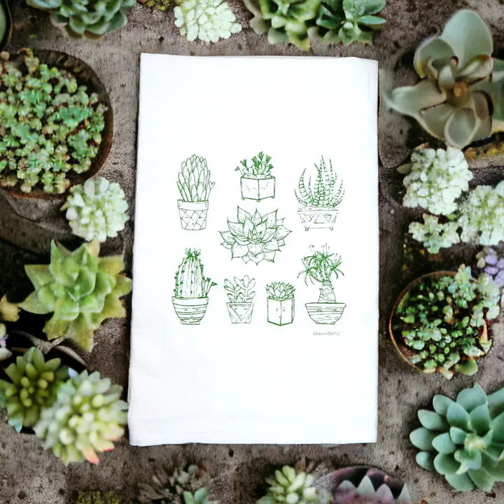 SUCCULENTS FLOUR SACK - KITCHEN TEA TOWEL