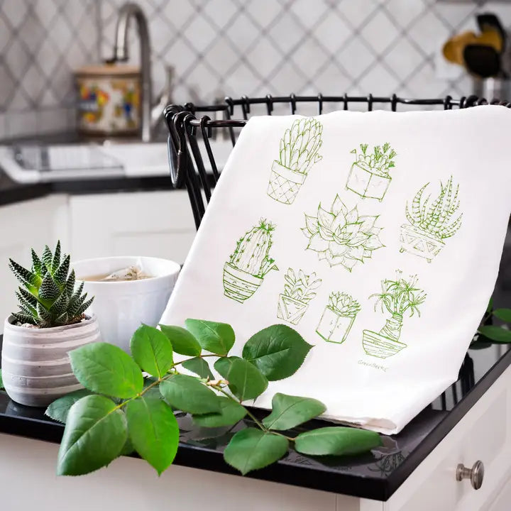 SUCCULENTS FLOUR SACK - KITCHEN TEA TOWEL