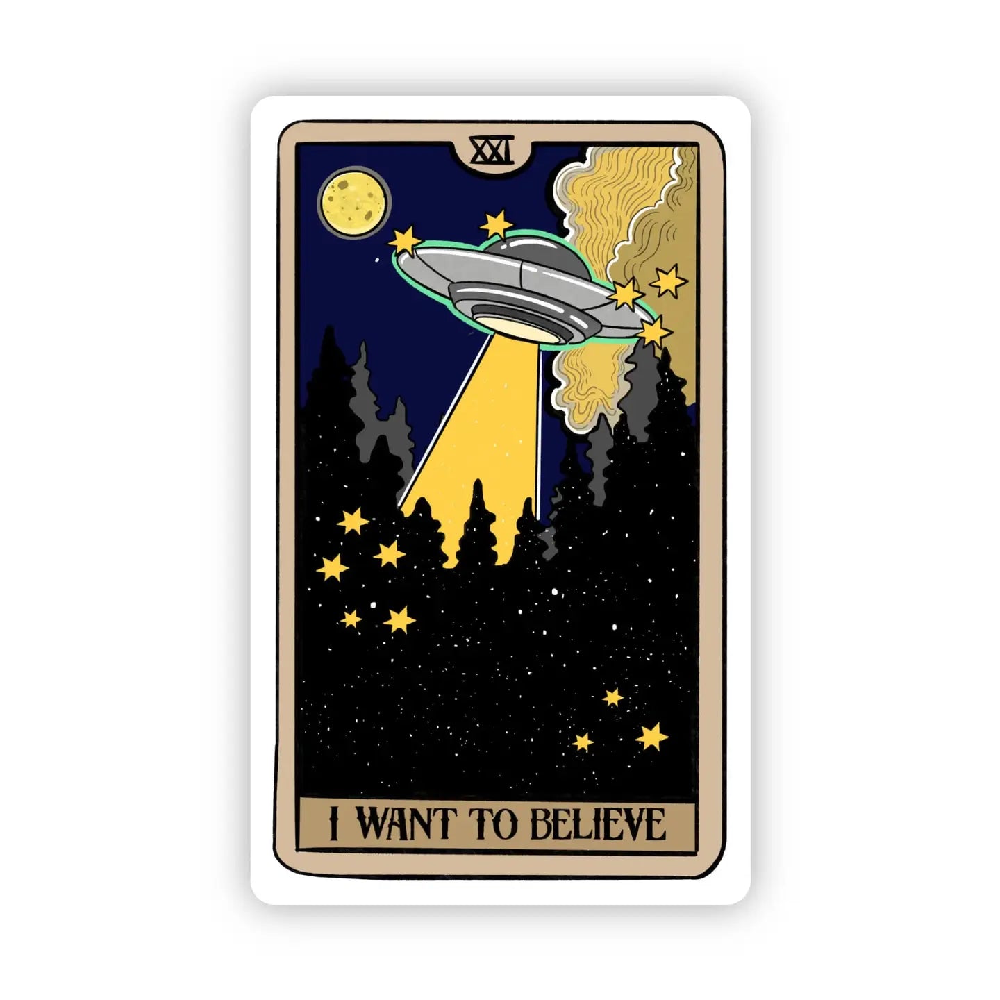 "I WANT TO BELIEVE" UFO TAROT CARD - STICKER